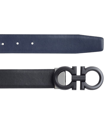 Reversible and Adjustable Gancini Belt  Black/Bluemarine