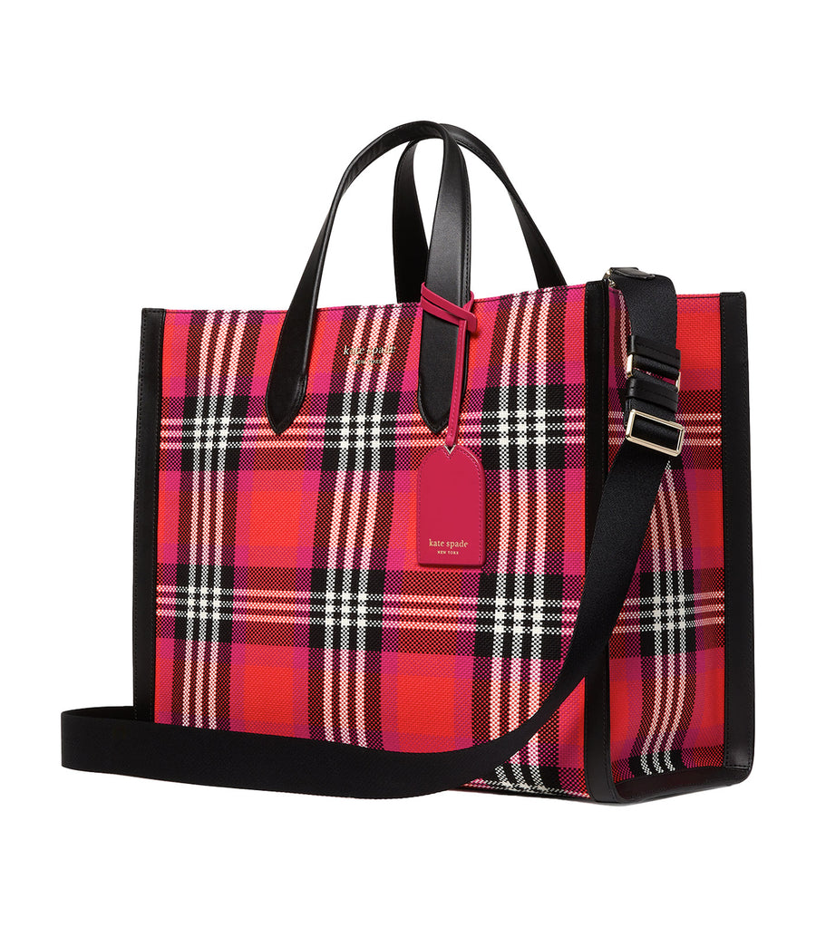 manhattan foliage plaid large tote