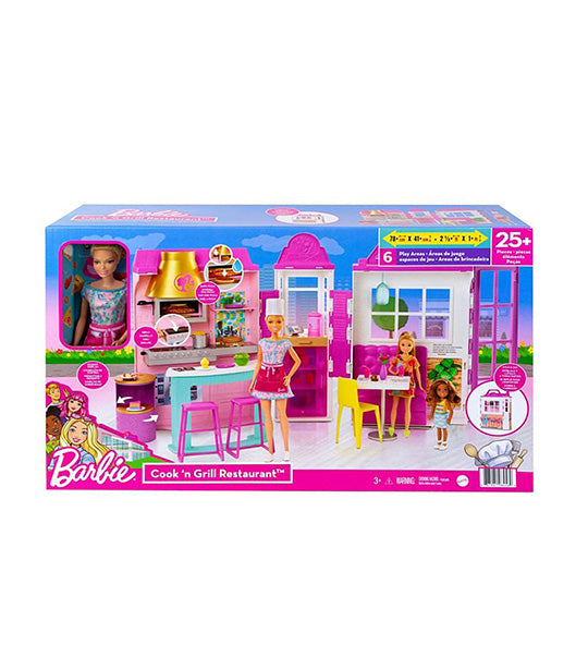Barbie It Takes Two Pastry Café Playset with Blonde Malibu Doll & 18  Pastry-Making Accessories 