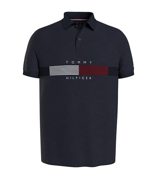 Stripe Tommy Navy Polo Global Placement Regular Hilfiger
