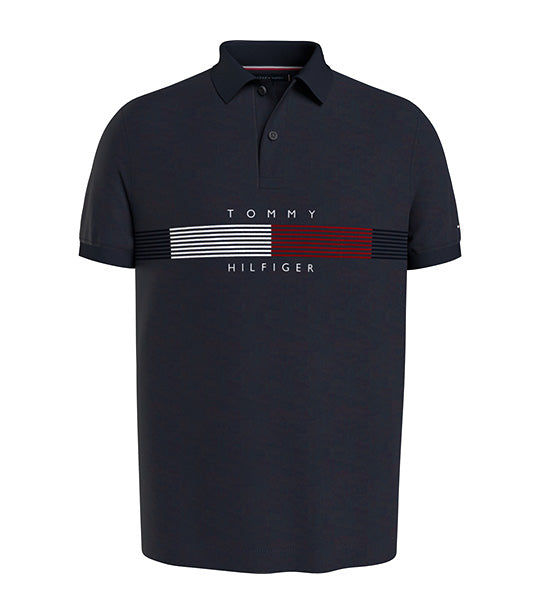 Tommy Hilfiger Global Stripe Placement Regular Polo Navy