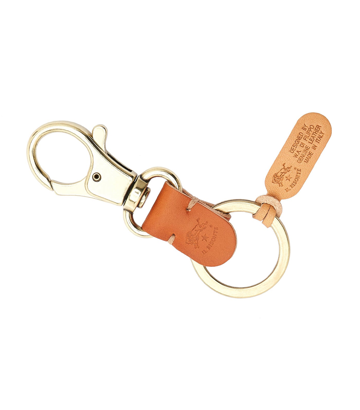 Gusto KeyRing | Black Saffiano woven Leather | Made in Italy
