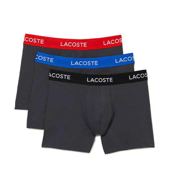 Lacoste Men's Microfiber Trunk Three-Pack Navy Blue/Methylene/Tropical