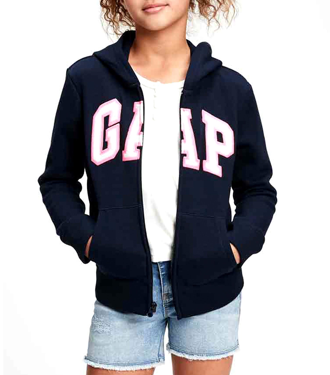 GAP Logo Zip Hoodie New Charcoal Gray