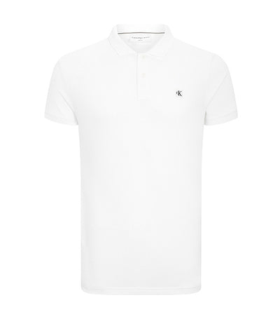 Pima Cotton Stretch Raised Collar Slim Polo Bright White