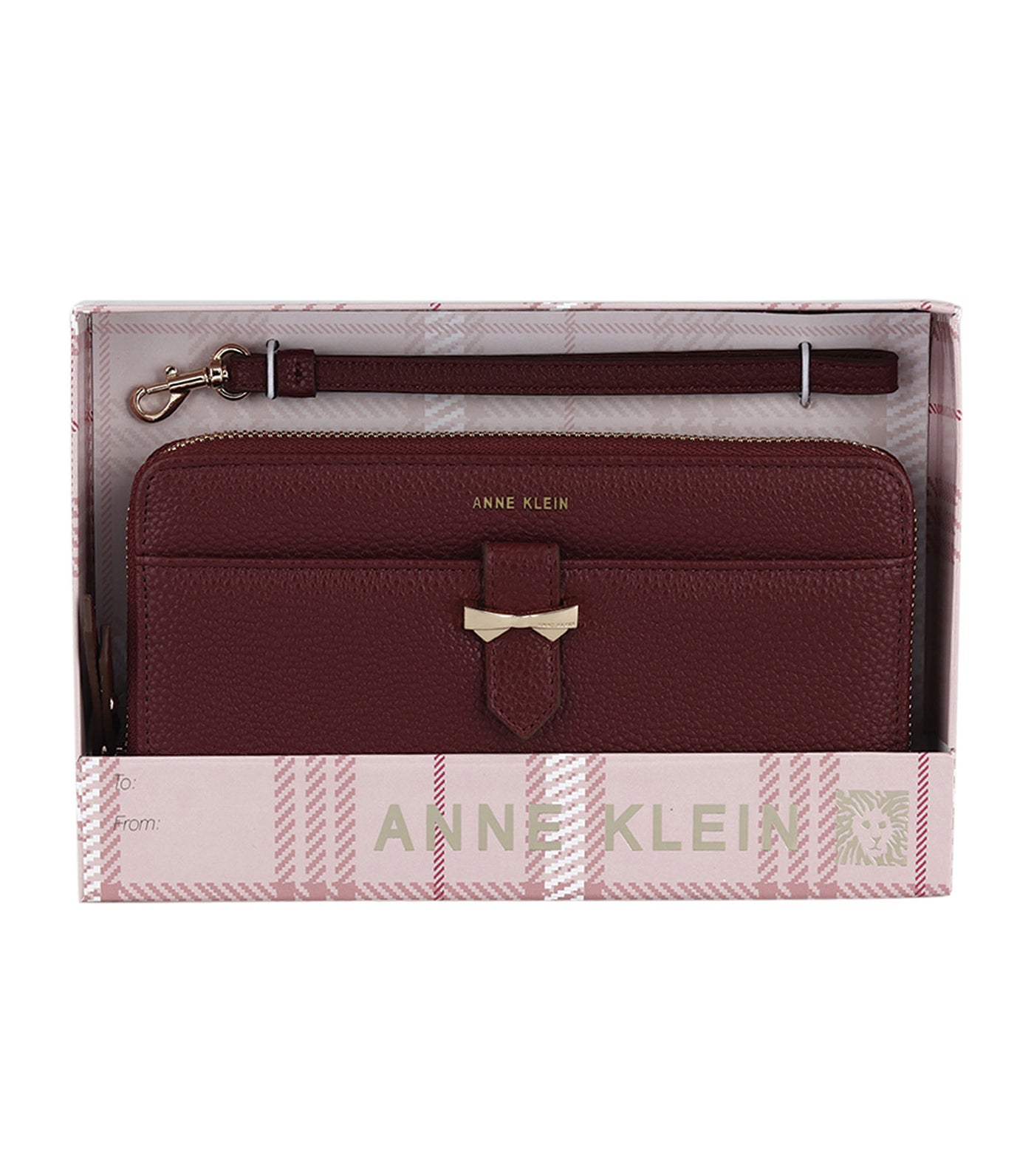  Anne Klein Round AK Zip Around Wallet, Saddle