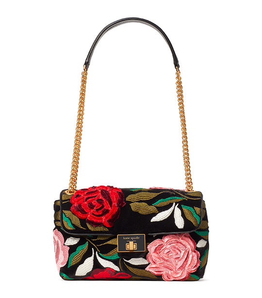 Kate Spade New York Evelyn Rose Garden Velvet Medium Convertible Shoulder Bag  Black Multi – Rustan's