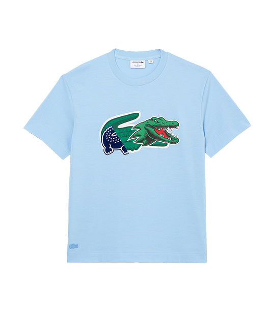 Lacoste Men\'s Oversized Flamingo Holiday T-Shirt Crocodile Relaxed Fit