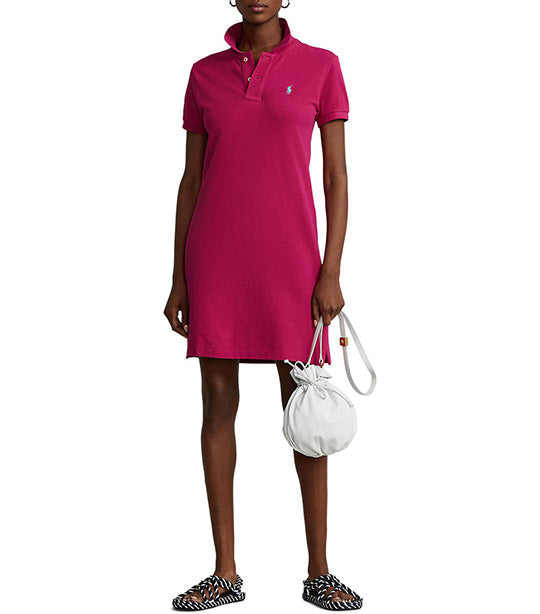 POLO RALPH LAUREN COTTON MESH POLO DRESS, Fuchsia Women's Short Dress