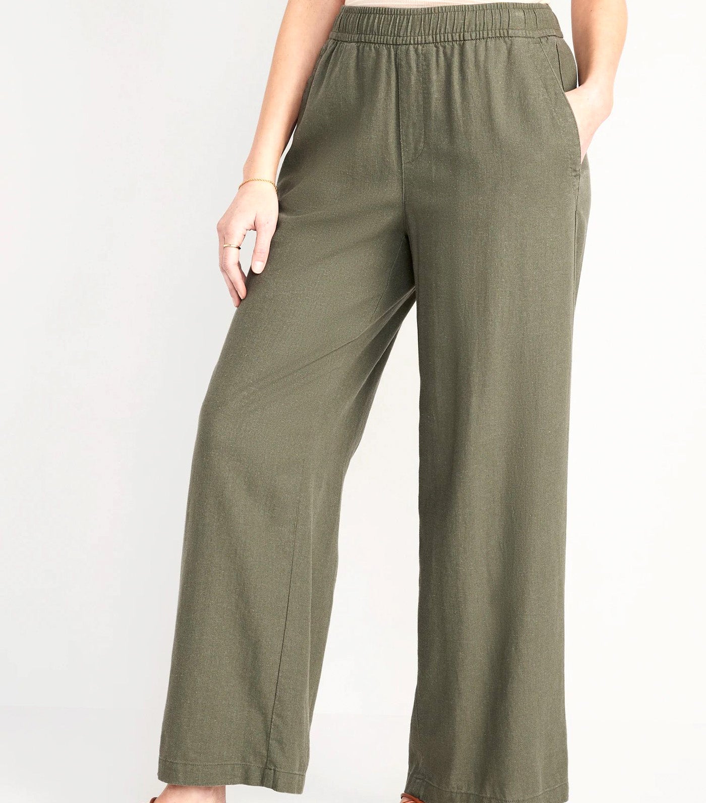 Old Navy Women's Root Beer High-Waisted Cropped Linen-Blend Pants Size XXL
