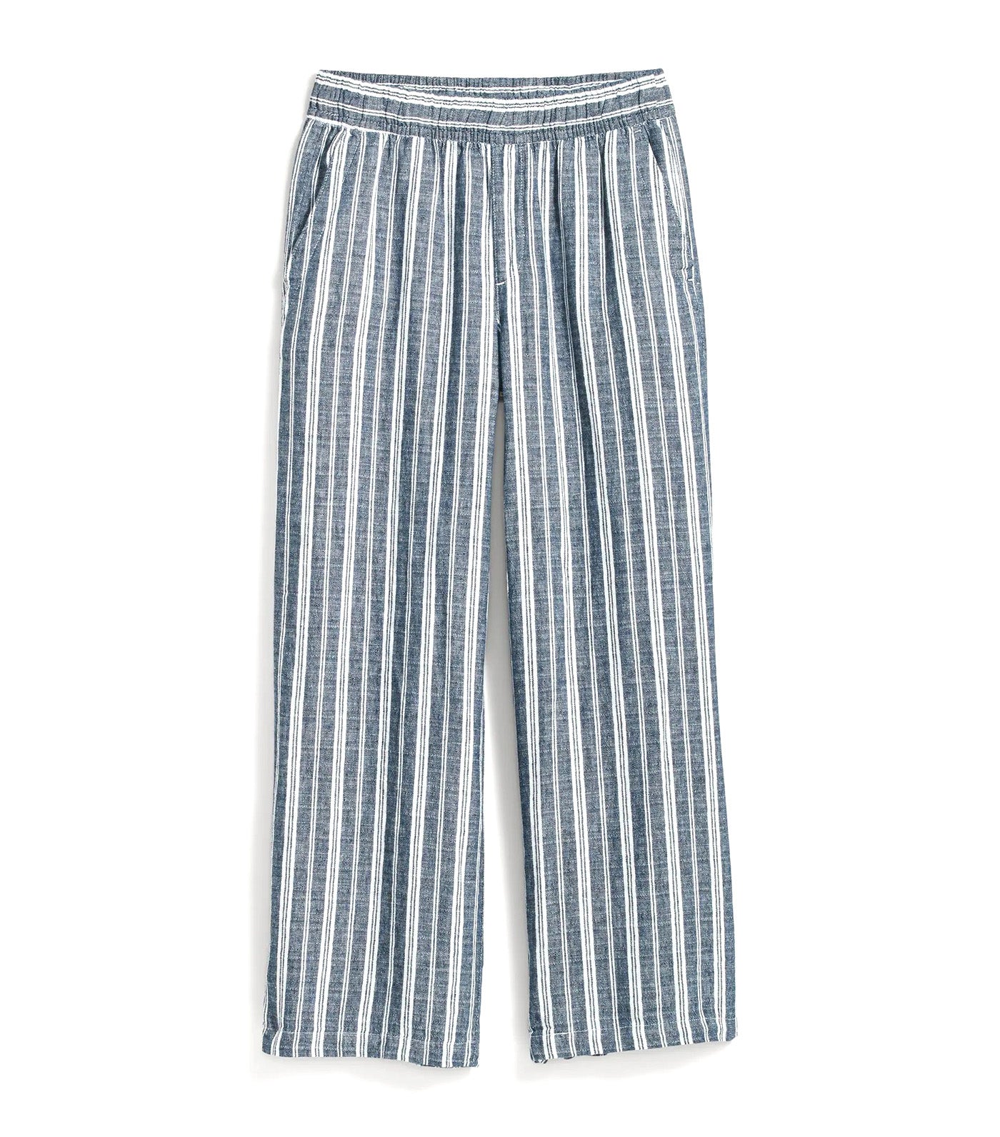 Old Navy High-Waisted Linen-Blend Wide-Leg Pants for Women Neutral Stripe
