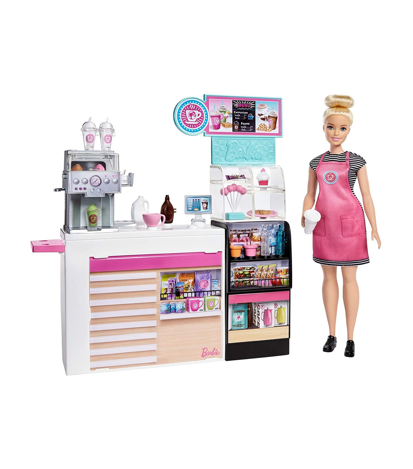 Barbie It Takes Two Pastry Café Playset with Blonde Malibu Doll & 18  Pastry-Making Accessories