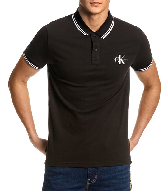 Black Shirt Slim Motion Calvin Logo Klein Polo
