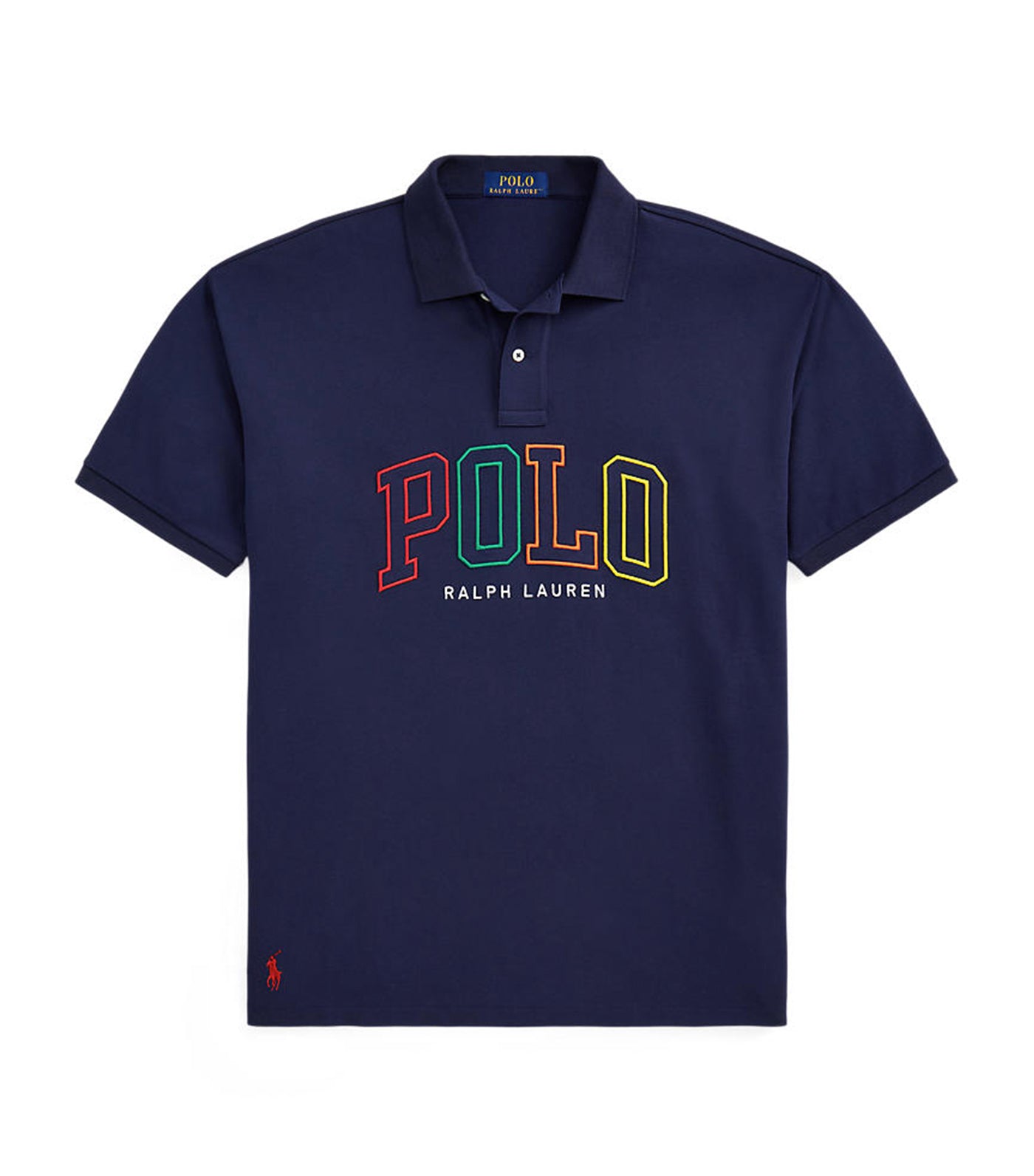 POLO RALPH LAUREN CLASSIC FIT FLAG-EMBROIDERED POLO SHIRT, Blue Men's Polo  Shirt