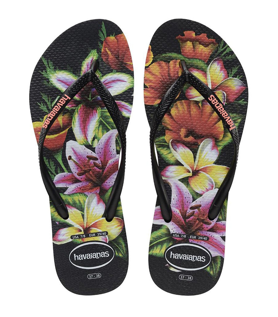 havaianas women's slim flip flops black