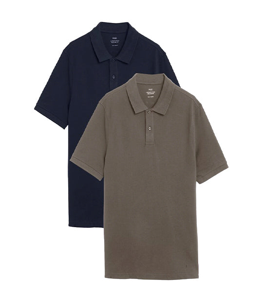 2pk Pure Cotton Plain Polo Shirts (6-15 Yrs)