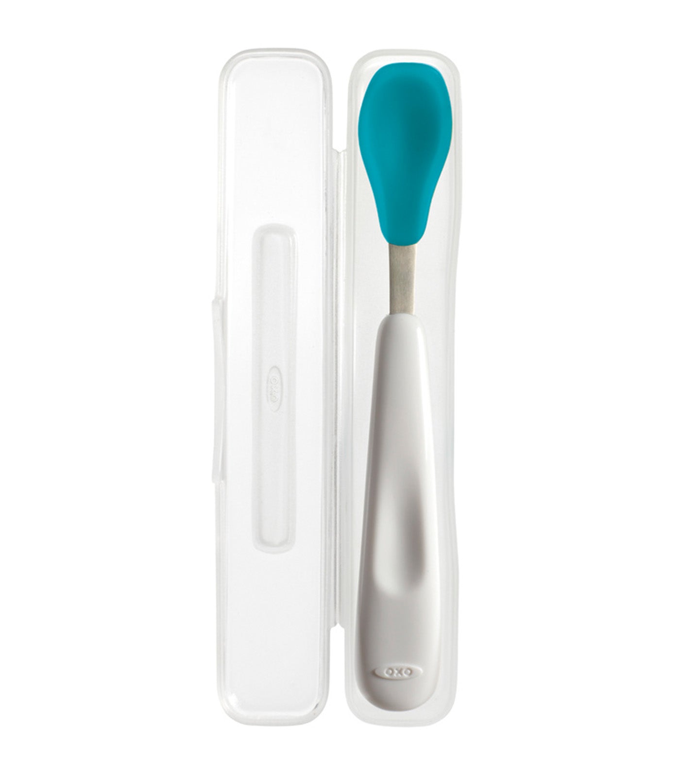 OXO Tot On-The-Go Fork And Spoon Set, Stainless Steel, TPR, Plastic - Teal