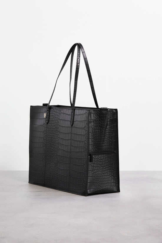 Béis 'The Large Work Tote' in Black Croc - Large Laptop Bag & Work Tote ...