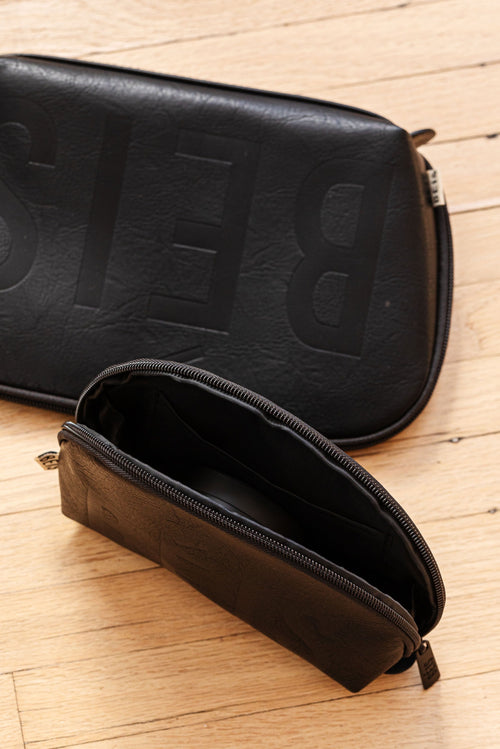 black cosmetic pouch