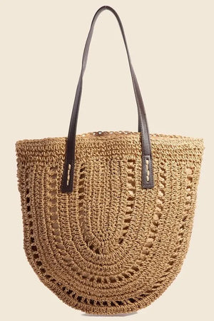 Fame Straw Braided Rounded Tote Bag - Blorenias Boutique 
