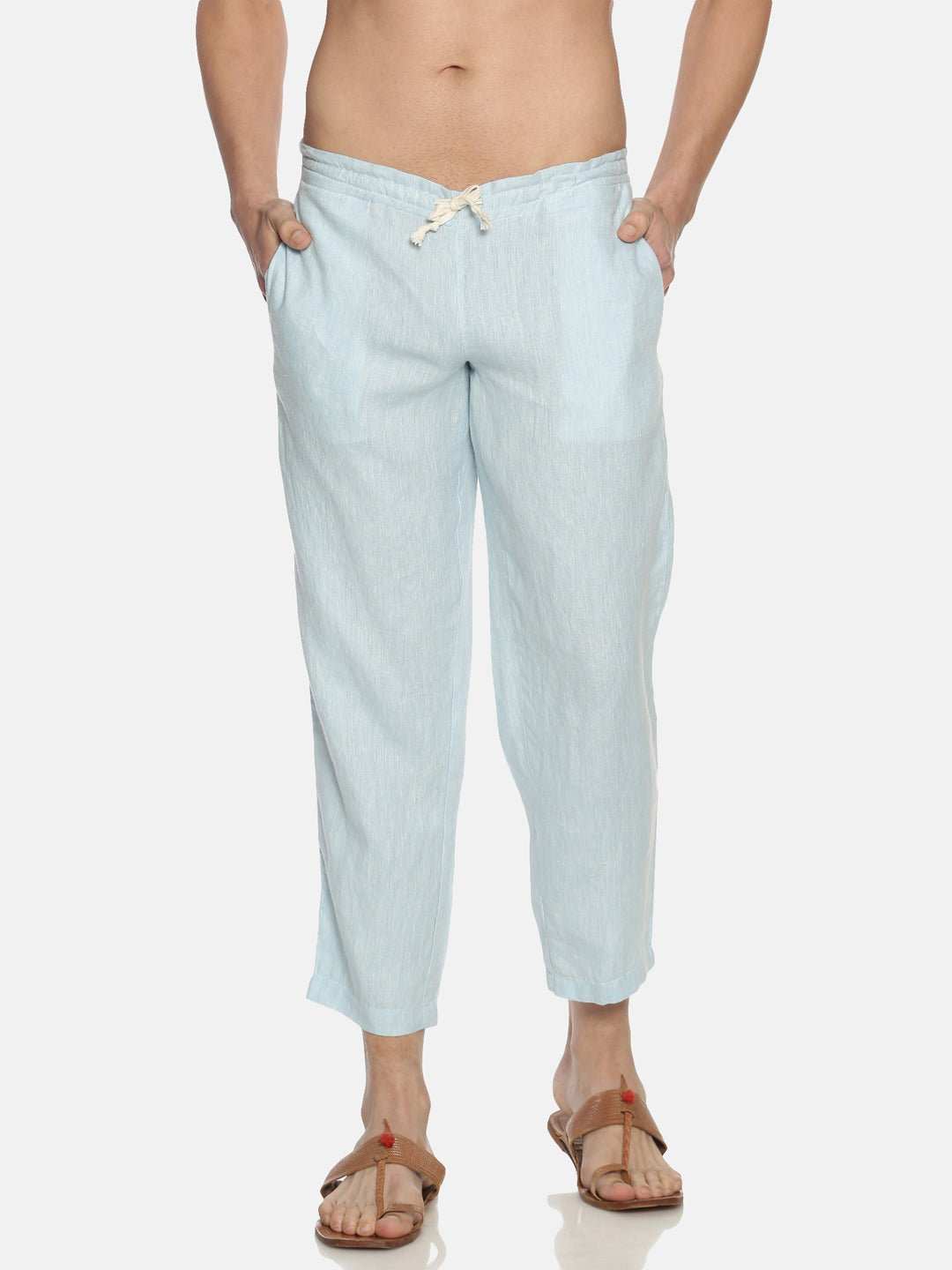 White Colour Solid Lounge Pants For Women