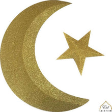 Load image into Gallery viewer, 3D Glitter Gold Crescent Moon &amp; Star