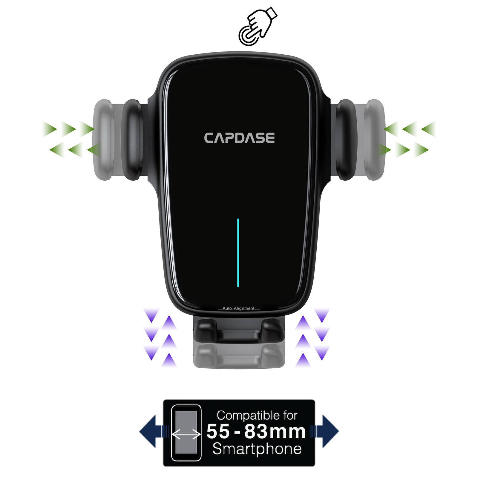 AA Power Fast Wireless Charging Auto-Clamp & Auto-Alignment Car Mount