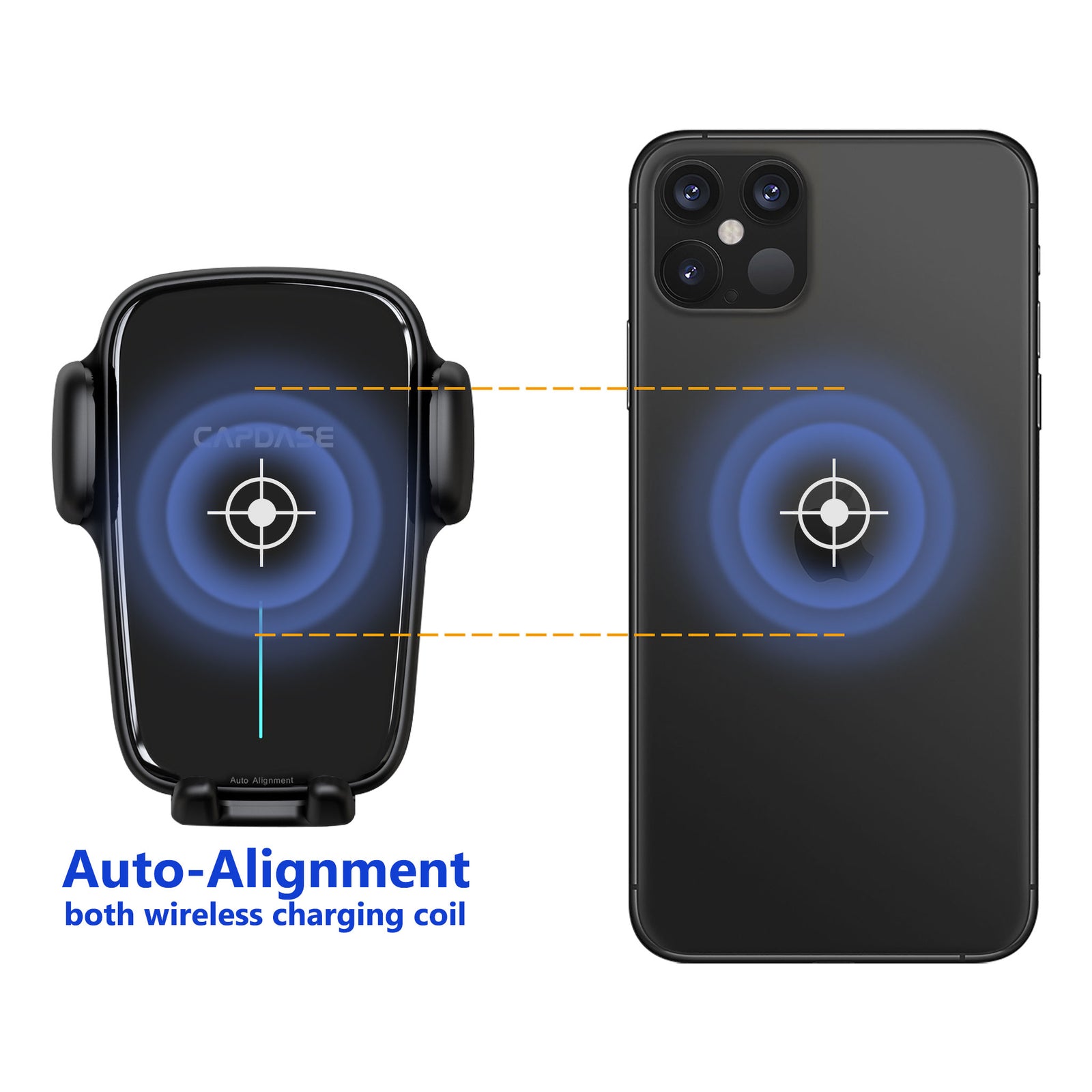 AA Power Fast Wireless Charging Auto-Clamp & Auto-Alignment Car Mount