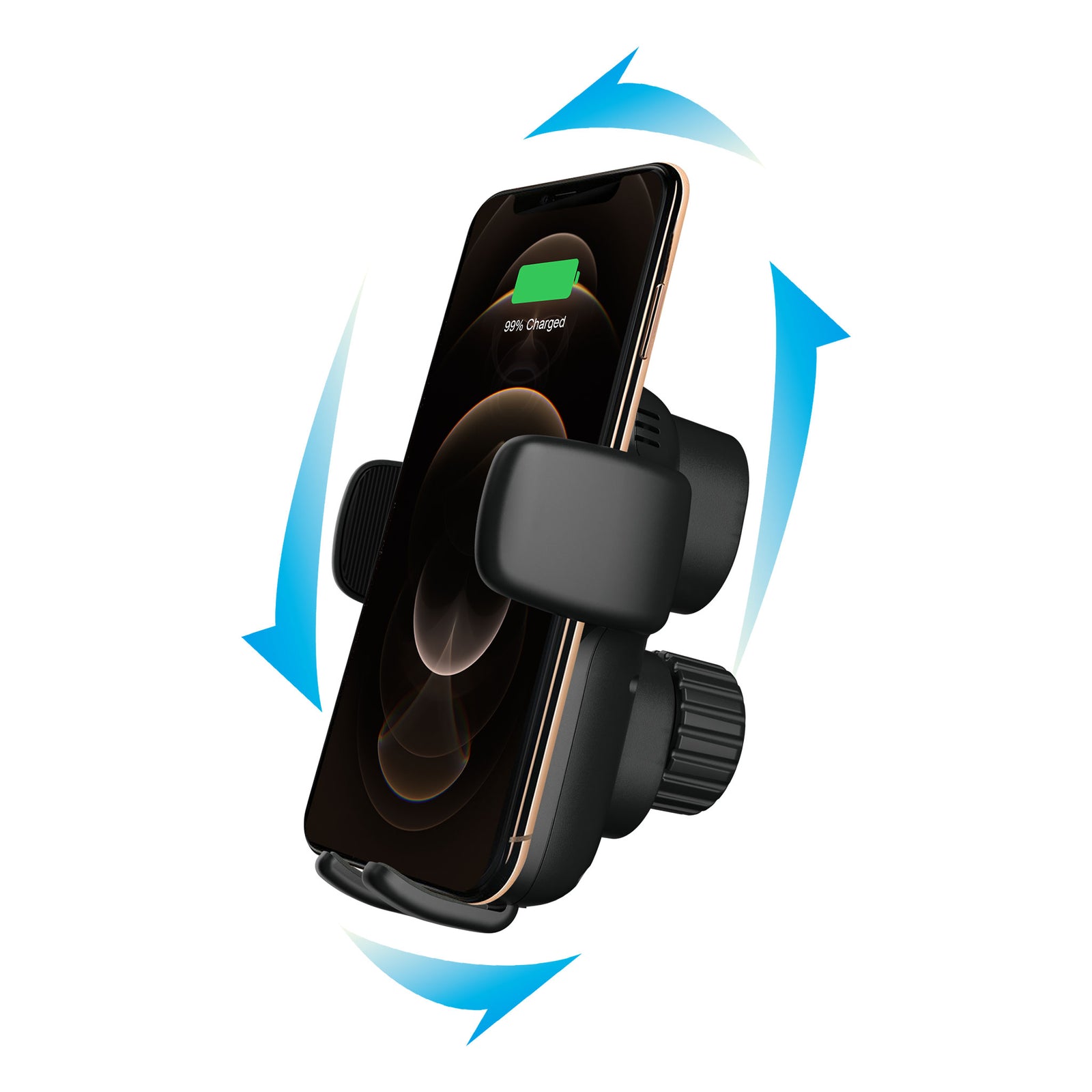 AA Power Fast Wireless Charging Auto-Clamp & Auto-Alignment Car Mount