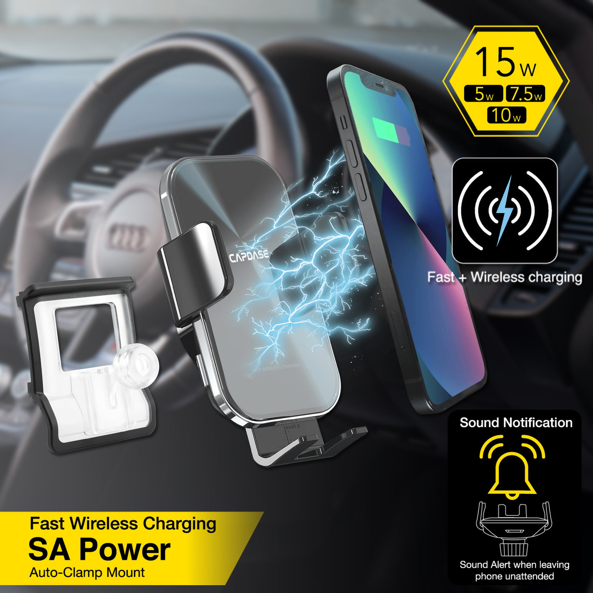 M-CM Power II Ceramic Cooling Fast Wireless Charging Magnetic Car Moun -  Capdase
