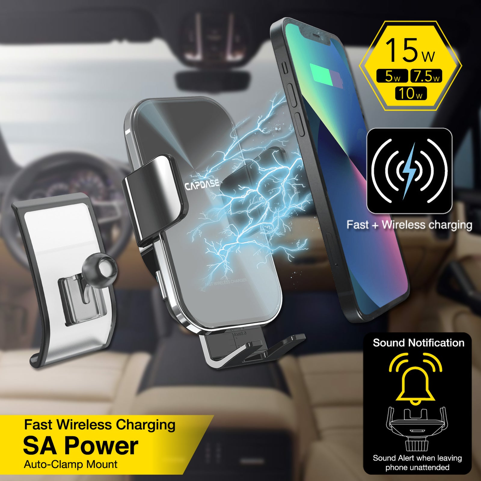 A-CM Power II Ceramic Cooling Fast Wireless Charging Auto-Clamp Car Mo -  Capdase