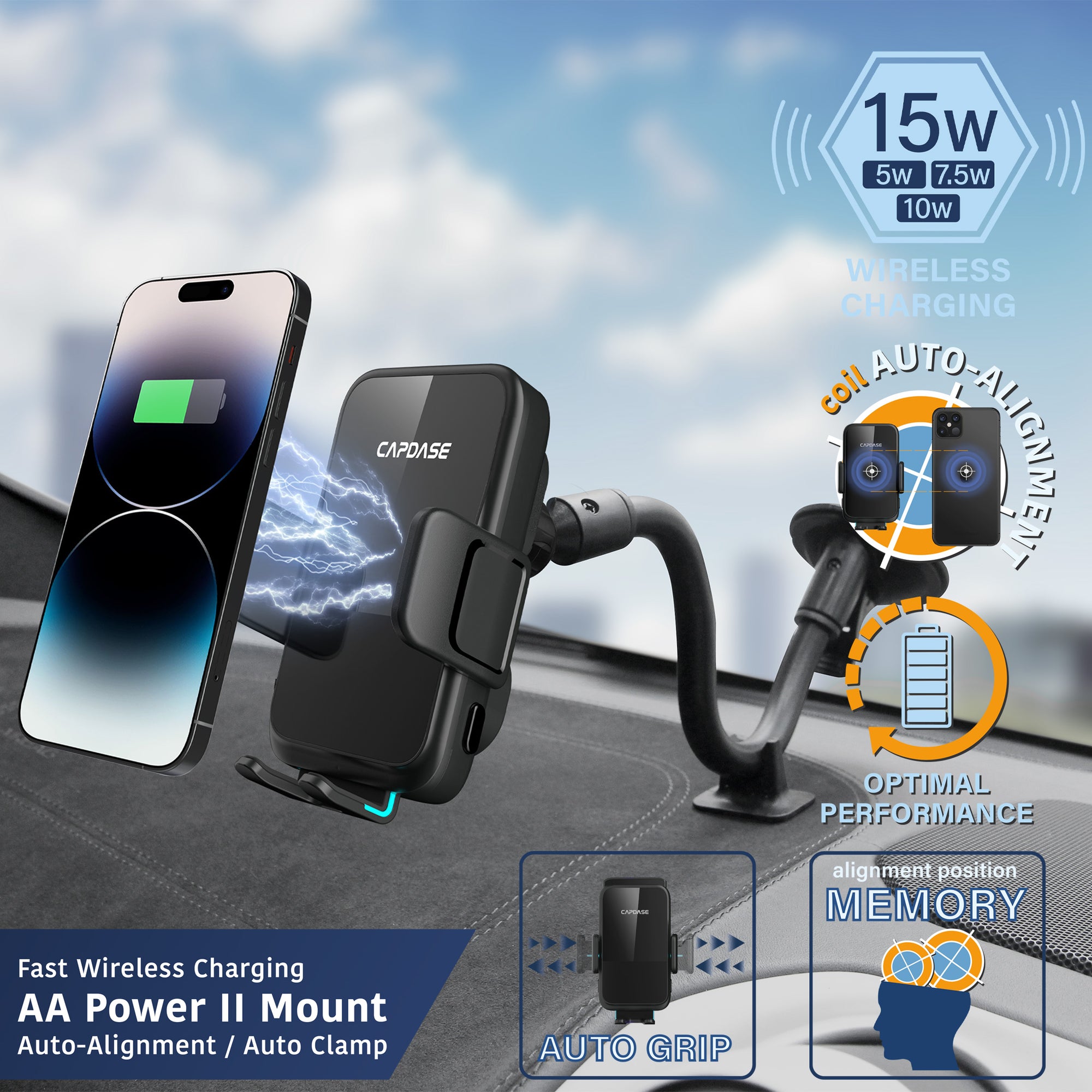 A-CM Power II Ceramic Cooling Fast Wireless Charging Auto-Clamp Car Mo -  Capdase
