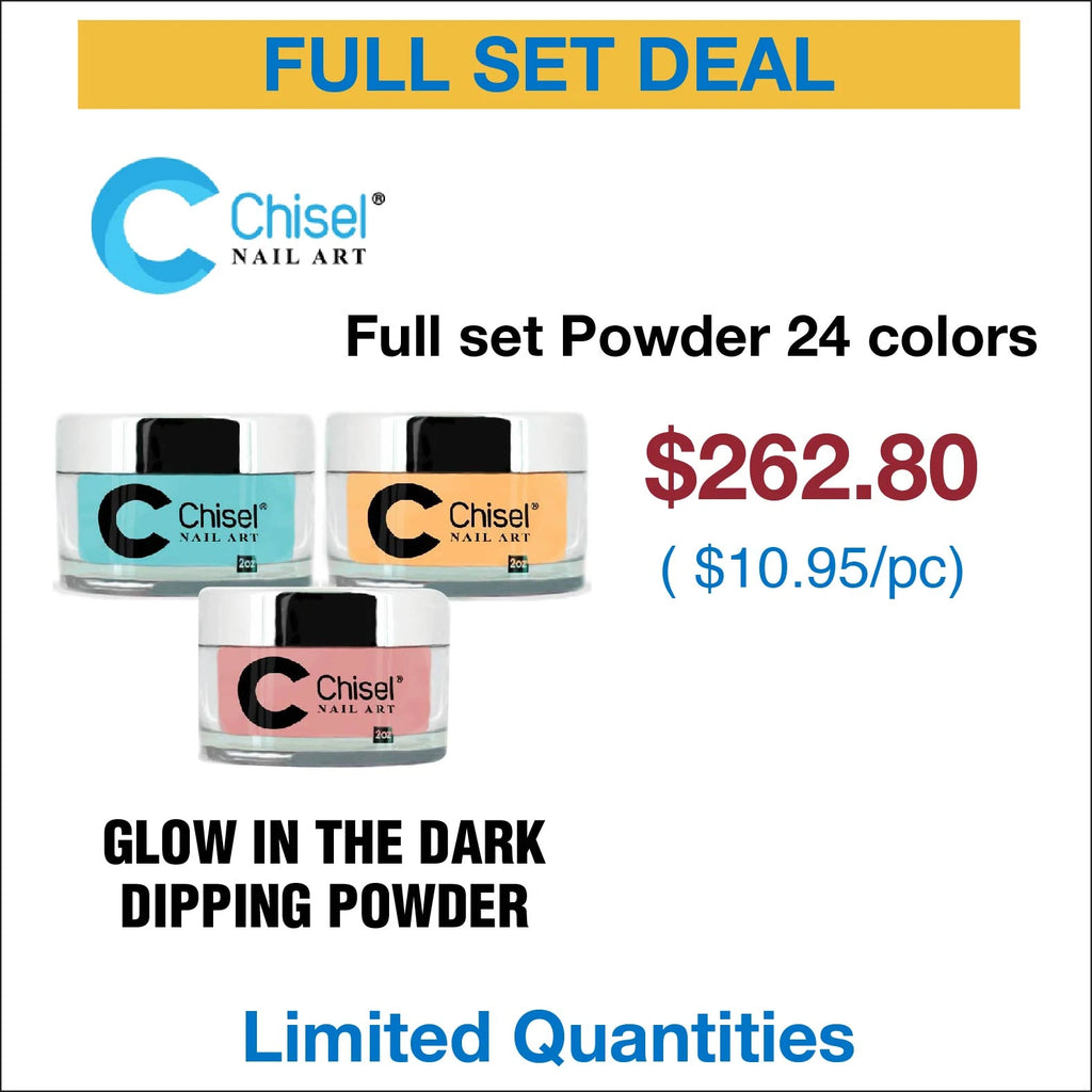 Chisel Acrylic & Dipping Powder 2 oz Glow in The Dark Collection 24