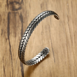 Men's Stainless Steel Wheat Shaped Bangle/Cuff