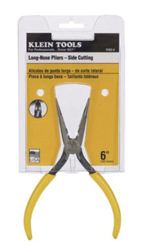 Klein D203-6 Long Nose Plier With Side Cutter, 6"