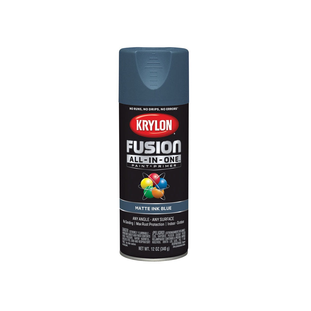 Krylon K02758007 Paint + Primer Spray Paint, Ink Blue, 12 oz