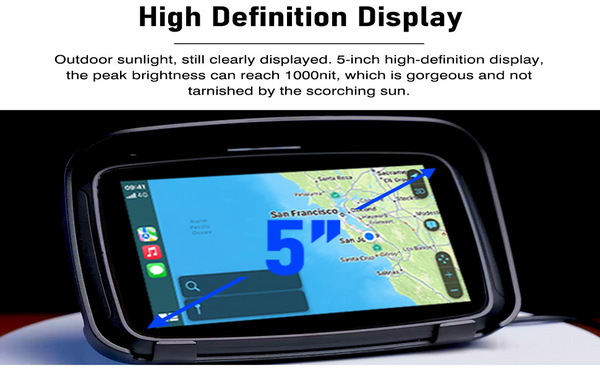 LBW Premium Wireless Apple Carplay & Wireless Android Auto for Motorcycle,  5 Inch IPX7 Waterproof Touch Screen GPS Navigation via CarPlay/Android Auto  for Motorcycle, Supports Siri/Google Assistant : : Electronics