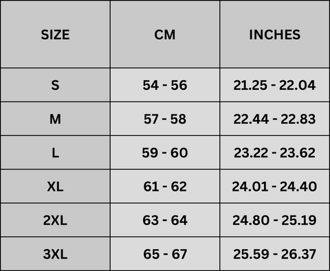 K1 Size Chart – Riders Gear Store