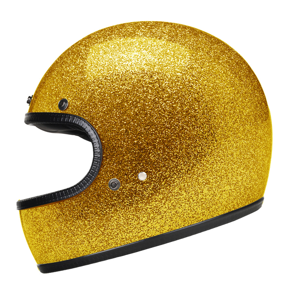 Full Face Retro Motorcycle Helmet - Cafe Racer - Shiny Gold – Riders