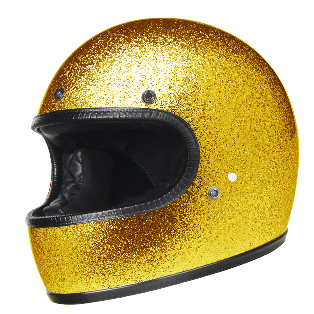 Full Face Retro Motorcycle Helmet - Cafe Racer - Shiny Gold – Riders