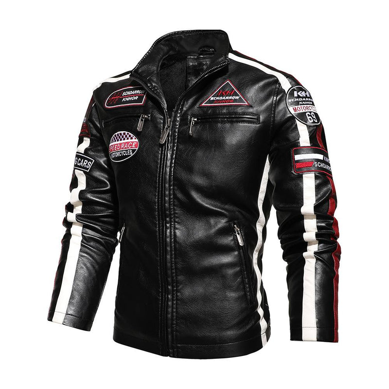 Racing Pilot Style Motorcycle Leather Jacket