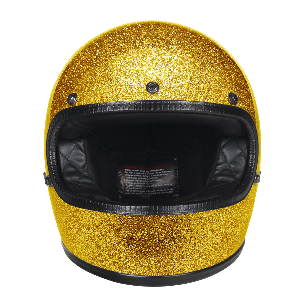 Full Face Retro Motorcycle Helmet - Cafe Racer - Shiny Gold – Riders