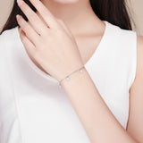 S925 Sterling Silver White Gold Plated Zircon Simple Elegant Bracelet