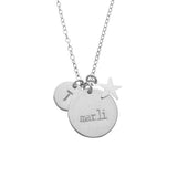 925 Sterling Silver Personalized Double Disc and Star Charm Necklace Adjustable 16”-20” - 925 Sterling Silver OEM And Customization