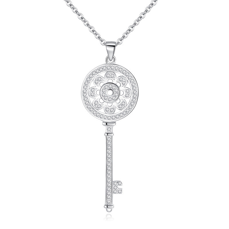Europe And The United States With The S925 Sterling Silver Jewelry Winter Explosions Petals Long Sweater Chain Items Decorated With Sun Flower Key Pendant