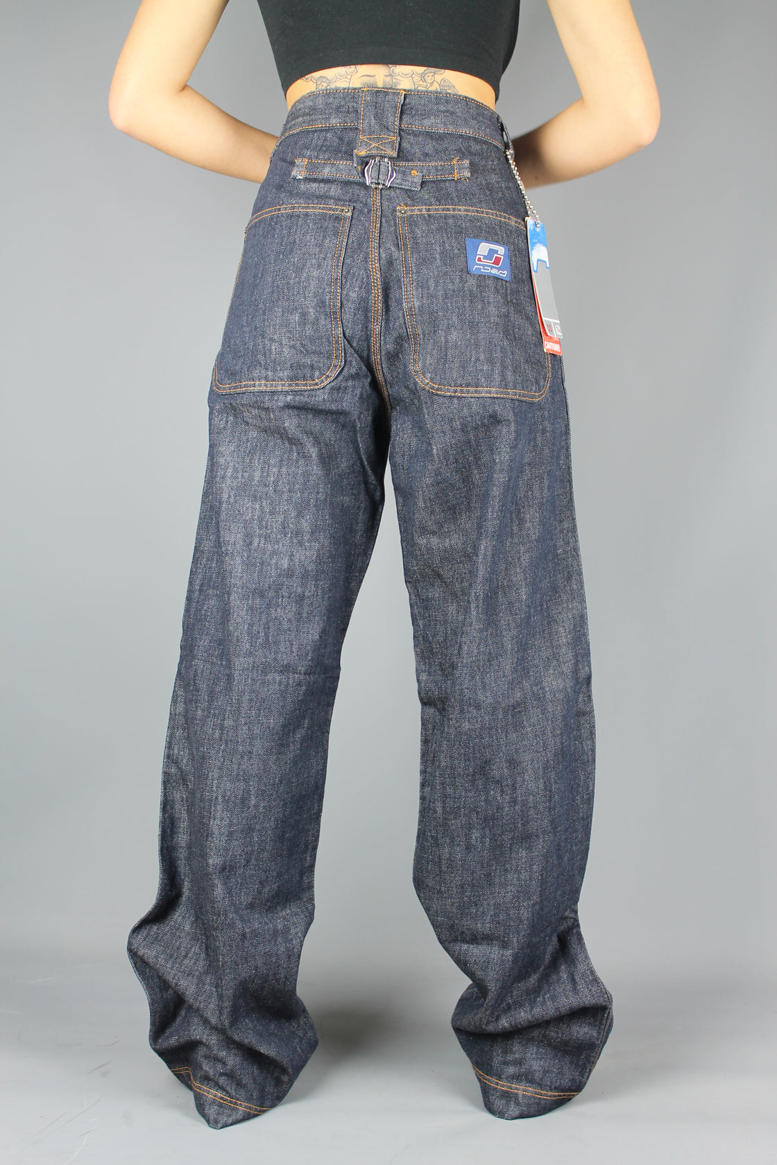 Road/Go Vicinity - Cinch Back Loose Baggy Fit Denim Skate Jeans - Dark ...