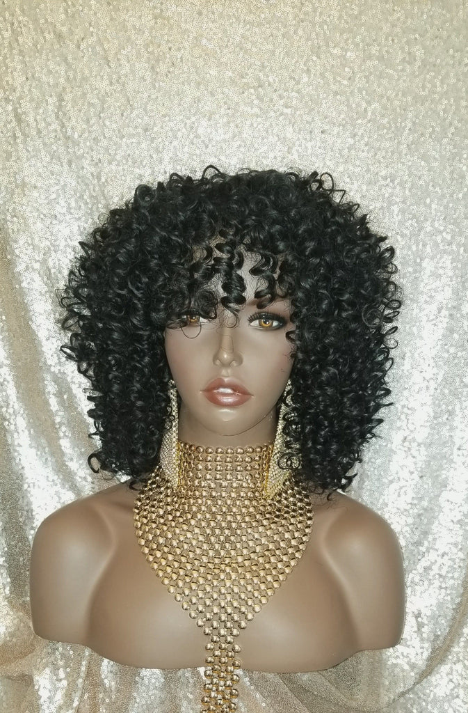 Curly Kinky Spiral Curl Wig New Fashion Black Premium Fiber Wig Very N Beauty Blessing Wigs 