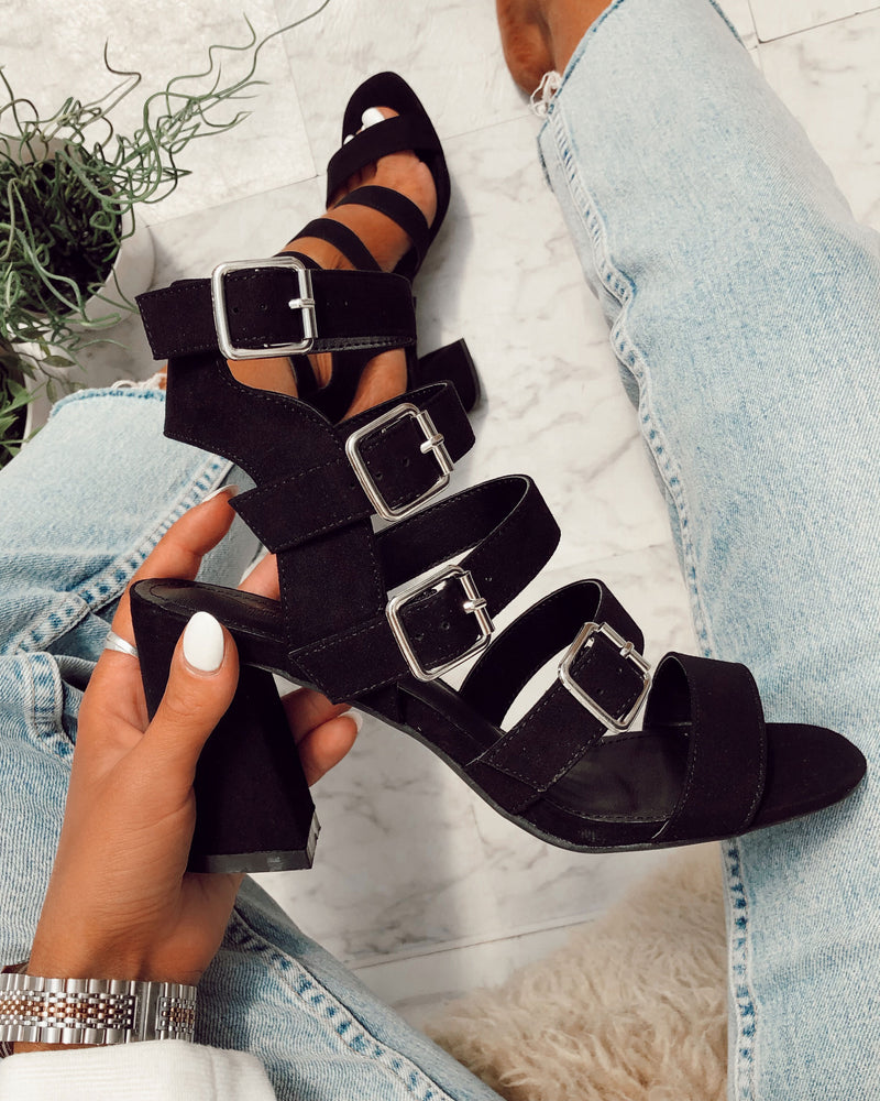 black buckle heels