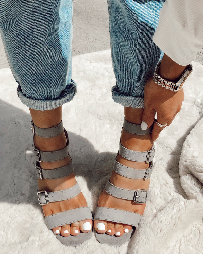 grey sandals