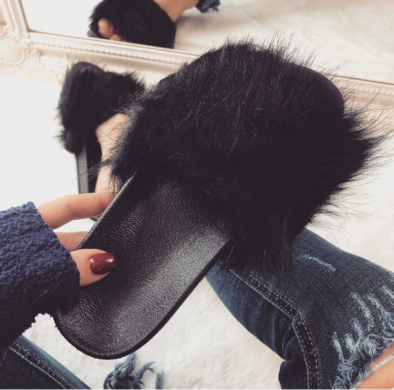 fluffy fur sliders